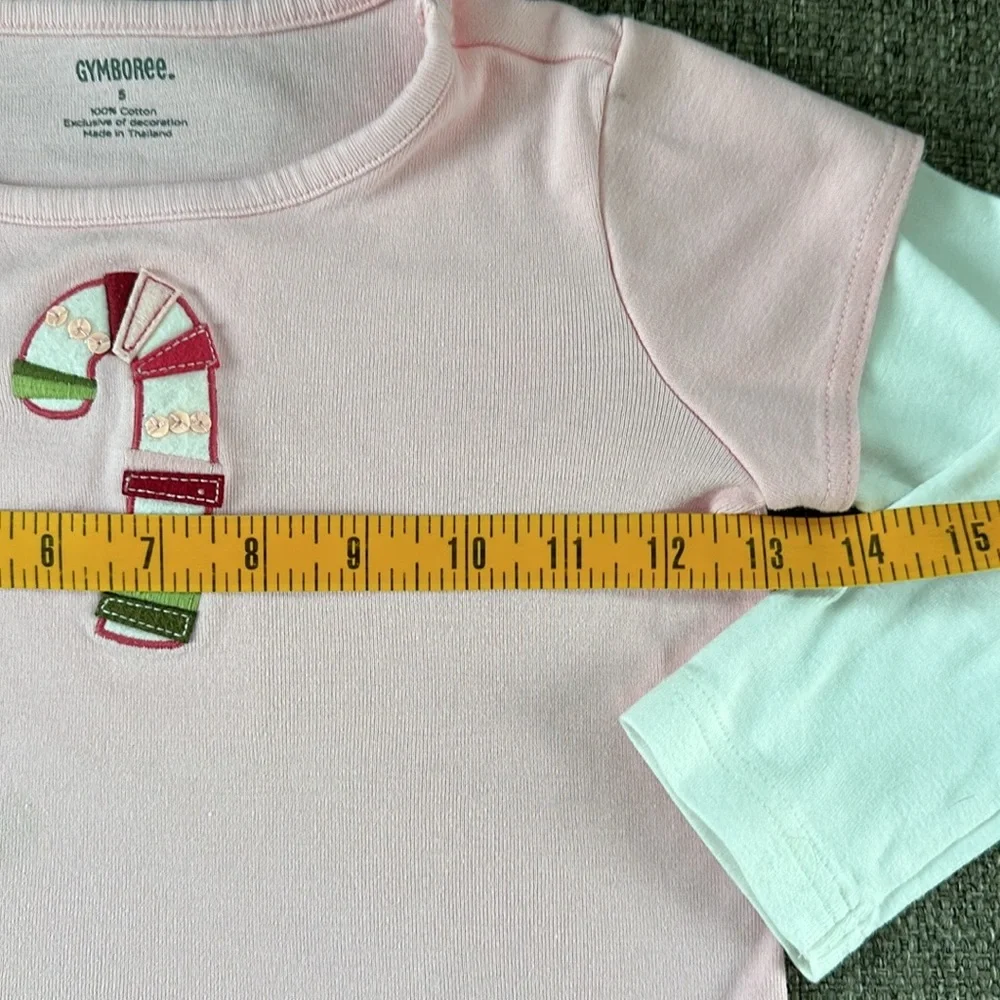 Gymboree Girls Candy cane pink white Long Sleeve T-shirt size 5